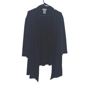 Jms Easydressing Womens Black Open-Front Cardigan Jacket 3X Lightweight Comfort